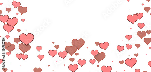 hearts on a transparent background. 3D rendering. for valentine's day and wedding. PNG Rain from hearts.