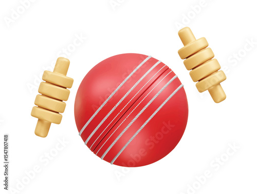 Ball with bails icon 3d illustration rendering