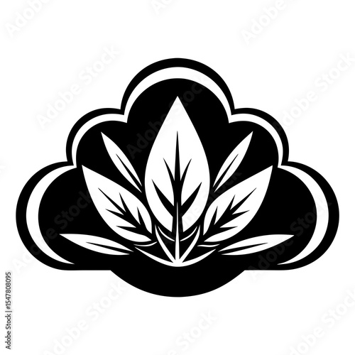 Cannabis leaf symbol isolated on white background in black and white