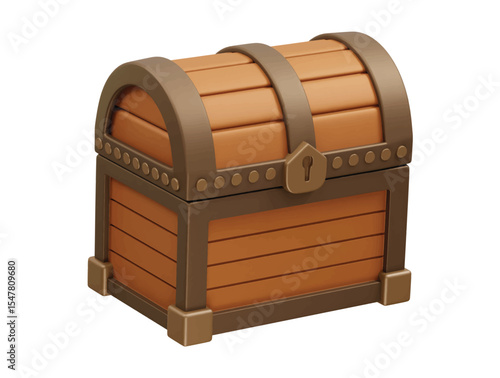 Treasure chest close box icon 3d illustration rendering