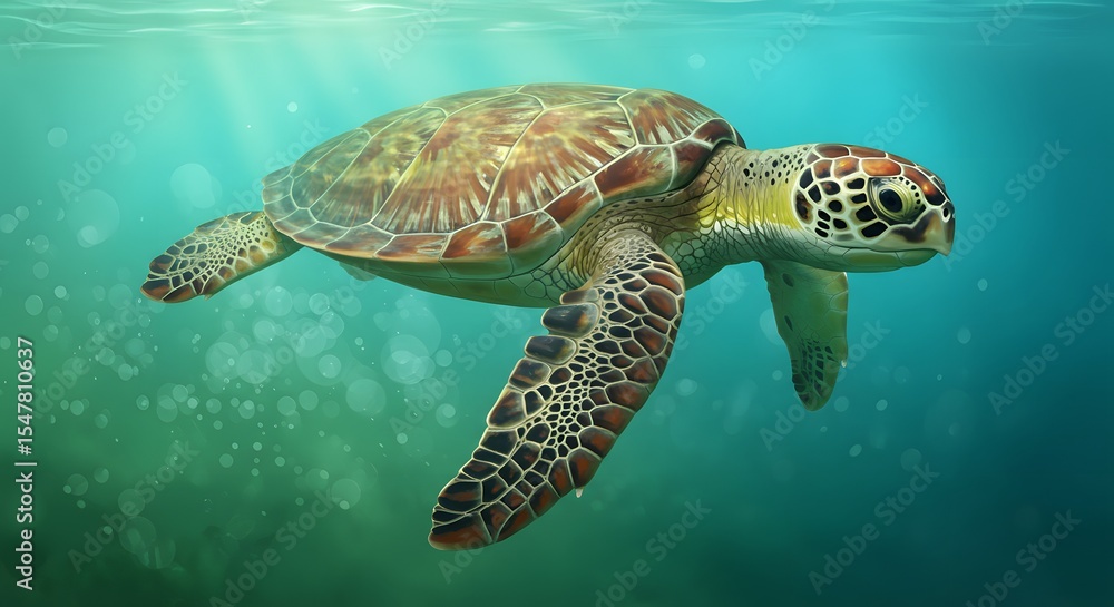 Obraz premium A Majestic Sea Turtle Gliding Through the Ocean