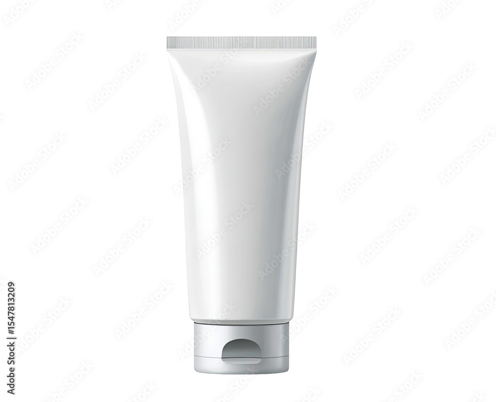 White Plastic Tube for Cosmetic Product Packaging on Transparent Background White Plastic Tube for Cosmetic Product Packaging on Transparent Background