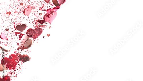 Falling love heart confetti 3d illustration  PNG