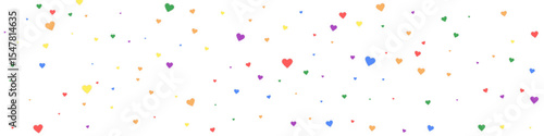 Rainbow colored scattered hearts. LGBT valentine