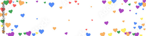 Rainbow colored scattered hearts. LGBT valentine