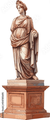 A watercolor vector illustration of an anique statue
