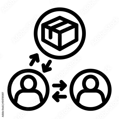 Transaction Broker Icon Outline Style for Buyer-Seller Connection. (Outline Style)