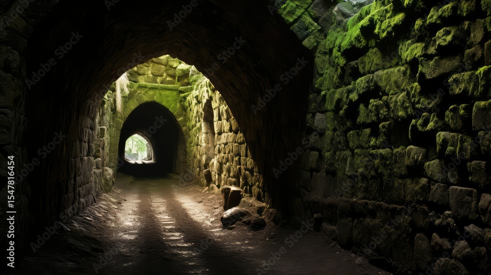 Obraz premium stone light at the end of a tunnel