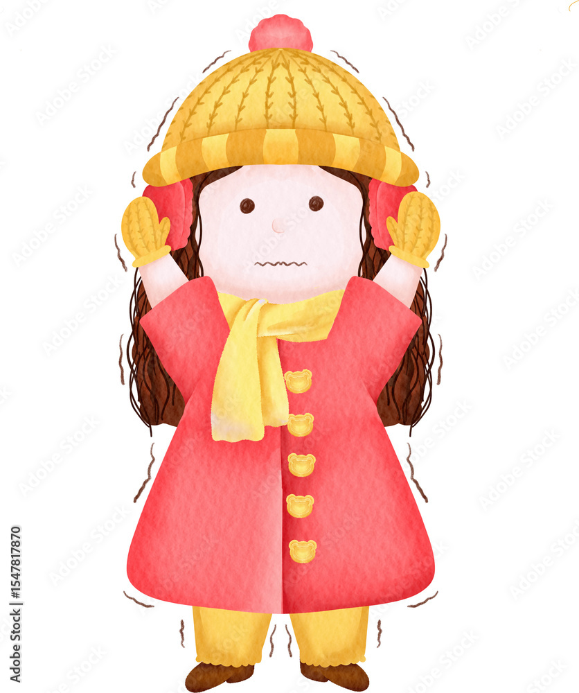 watercolor winter girl character watercolor winter girl character
