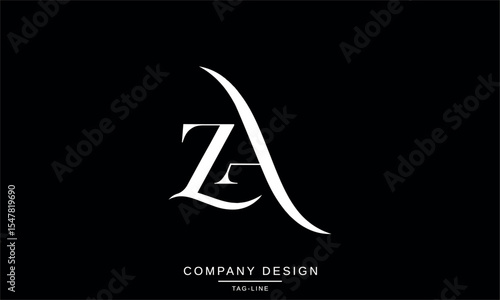 ZA, AZ Abstract Letters Logo Monogram Design Font Icon Vector