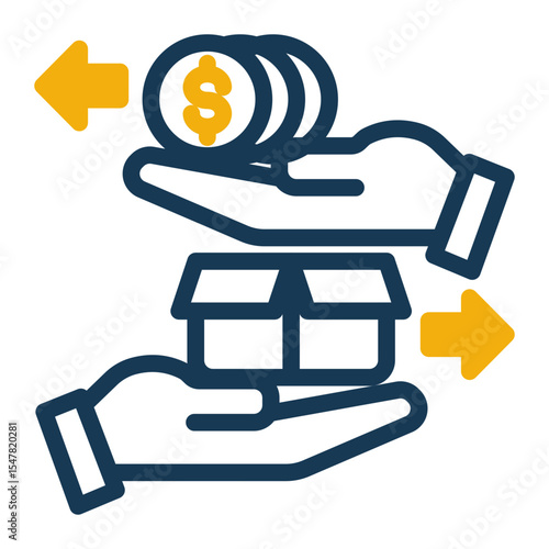 Direct Transaction Icon Outline Color Style for E-commerce and Retail Business.