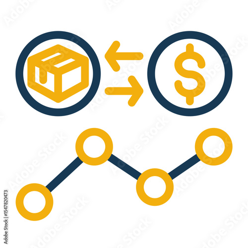 Sales Transaction Icon Outline Color Style for Commerce and Delivery Services.