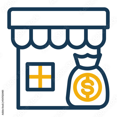 Retail Marketplace Icon Outline Color Style for Shopping and E-commerce.