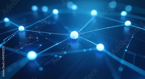 blue background network interconnected circles dots representing concept digital marketing digital data circles