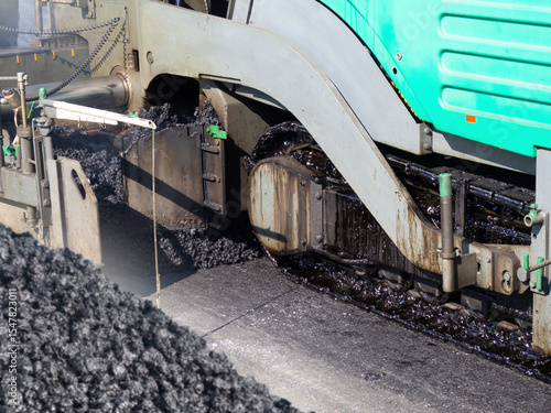 Asphalt paving machine. Roa...