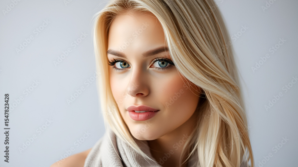 Naklejka premium Woman with blond hair and beautiful face
