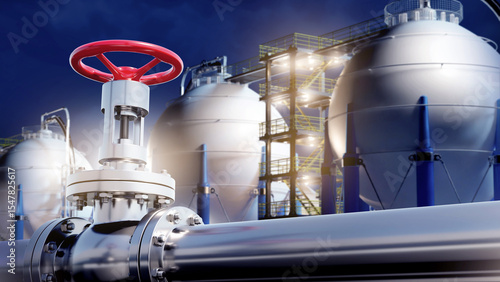 Industrial plant at night. ...