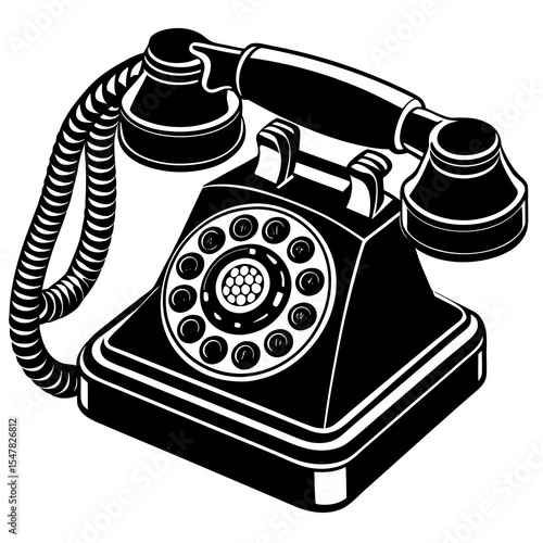 Vintage rotary telephone isolated on white background