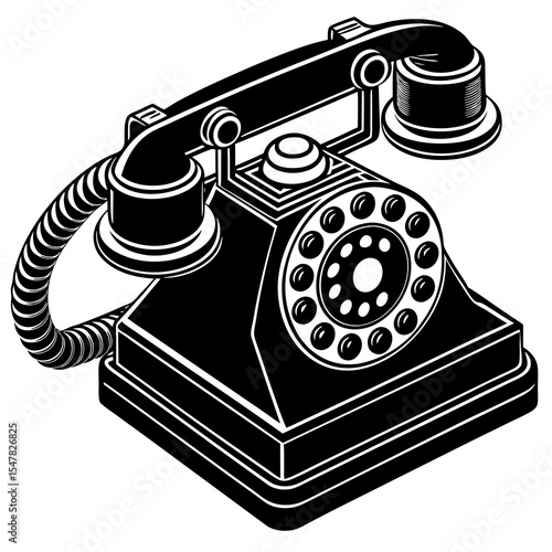 Vintage rotary telephone isolated on white background