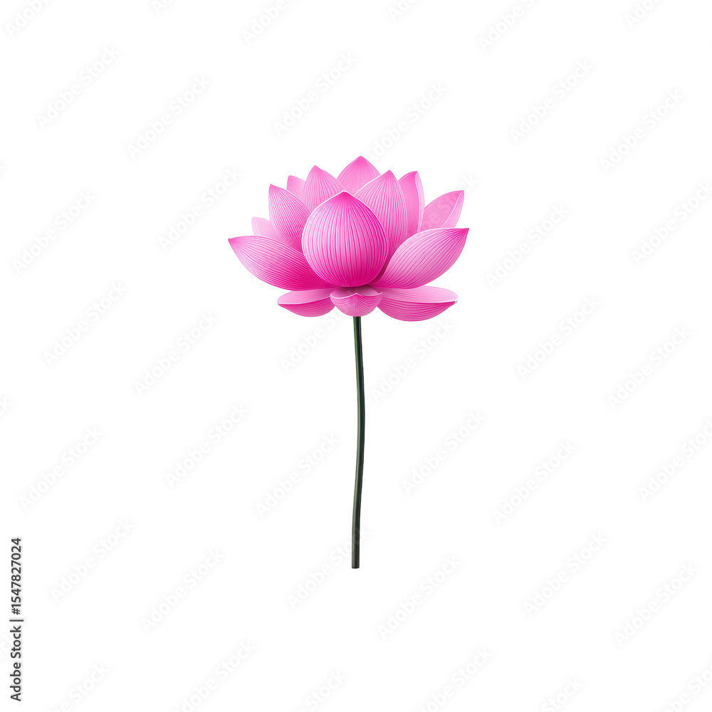 Beautiful Pink Lotus Flower with Delicate Petals Standing Gracefully on a Long Green Stem on transparent background Beautiful Pink Lotus Flower with Delicate Petals Standing Gracefully on a Long Green Stem on transparent background