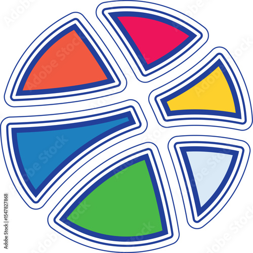 global set of five color abstract geometric  shapes