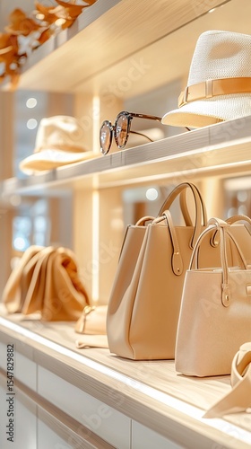 Beige fashion accessories display