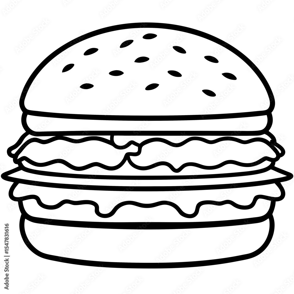 big burger line art vector big burger line art vector