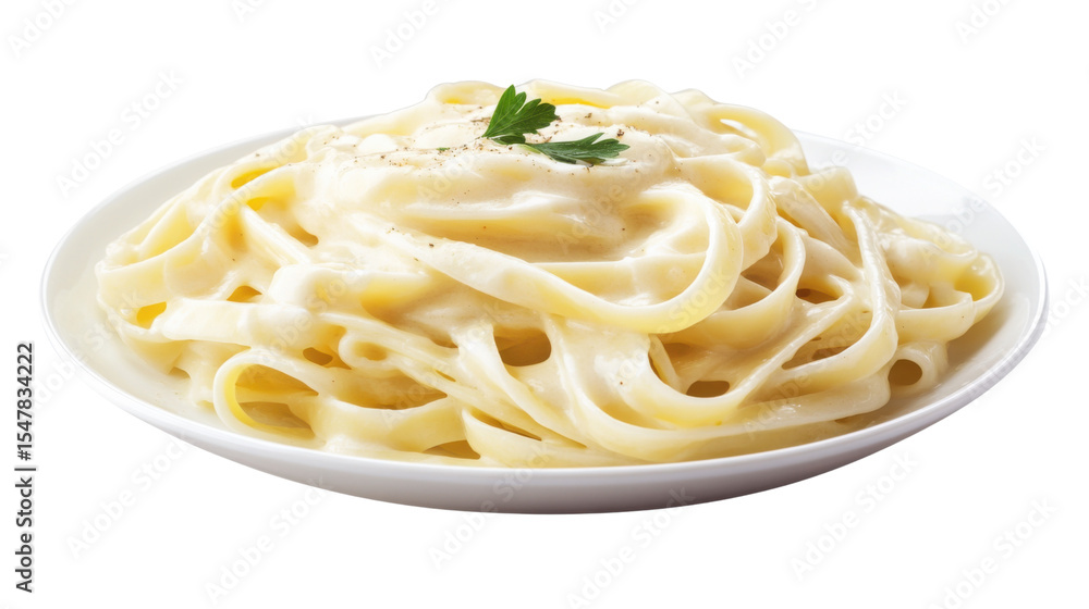 Delicious pasta food. Fettuccine alfredo isolated on white background Delicious pasta food. Fettuccine alfredo isolated on white background