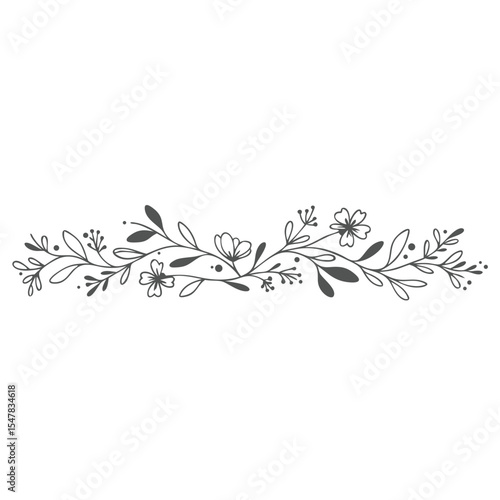 Olive color floral page divider on transparent background for elegant designs
