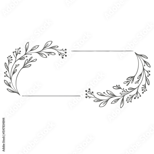 Olive color page divider with floral elements on transparent background for creative designs