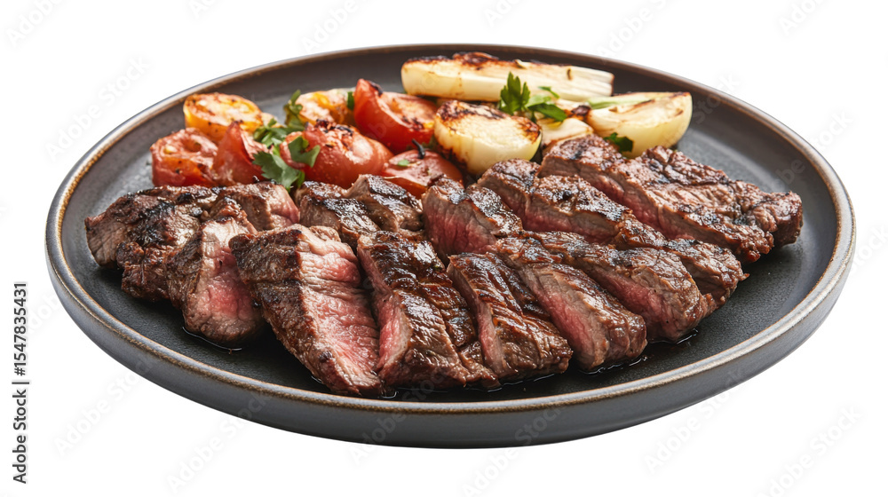 Churrasco on plate isolated on white background Churrasco on plate isolated on white background