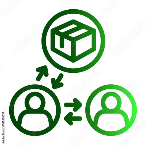 Transaction Broker Icon Outline Gradient Style for Buyer-Seller Connection.