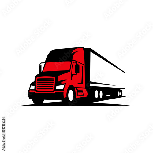 Red semi truck vector illustration