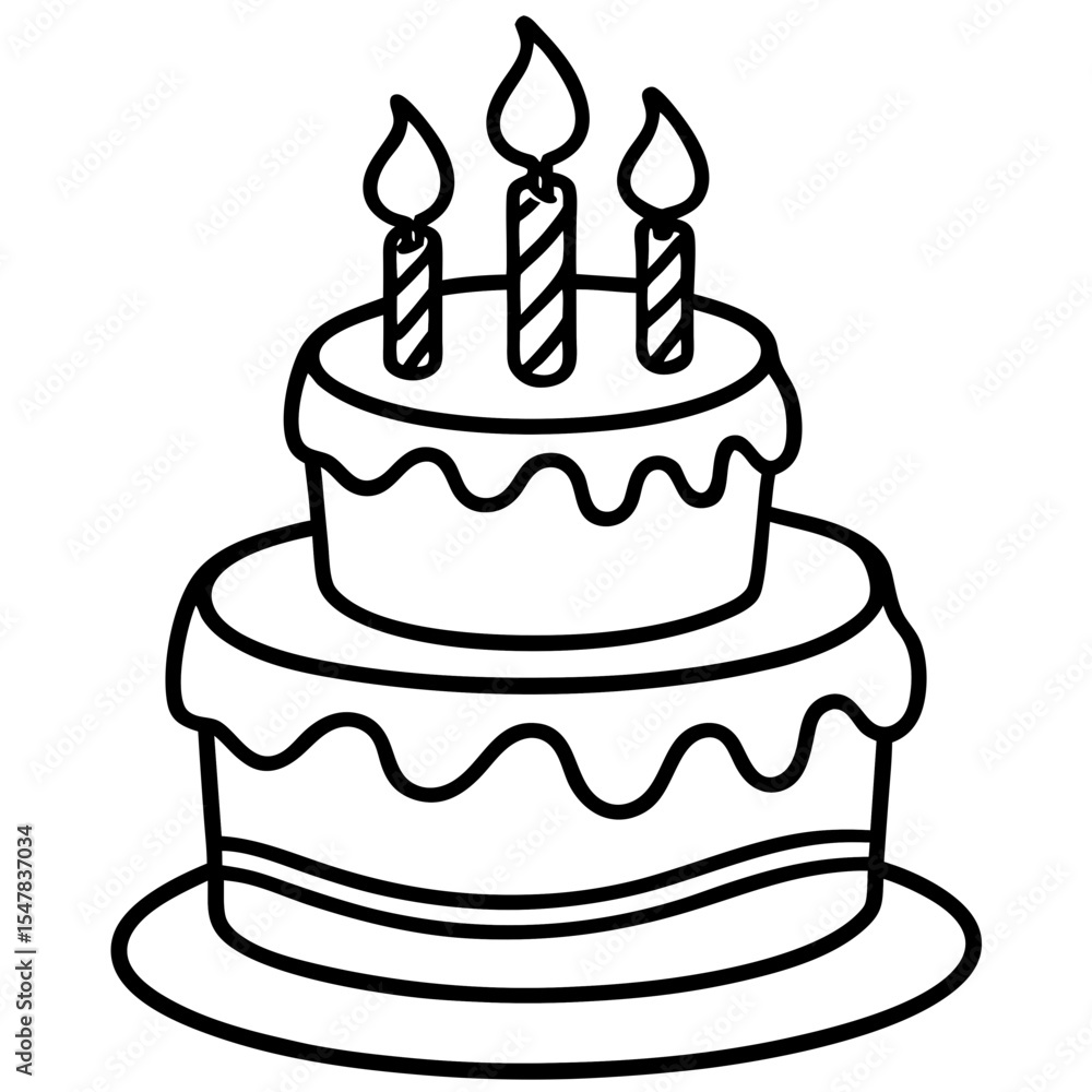 Birthday Cake line art vector Birthday Cake line art vector