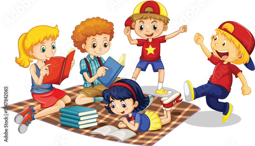 Funny Cartoon character illustrations Group Studies