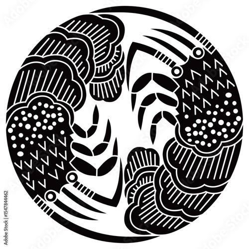 家紋です。二つ追い海老の丸と言います。