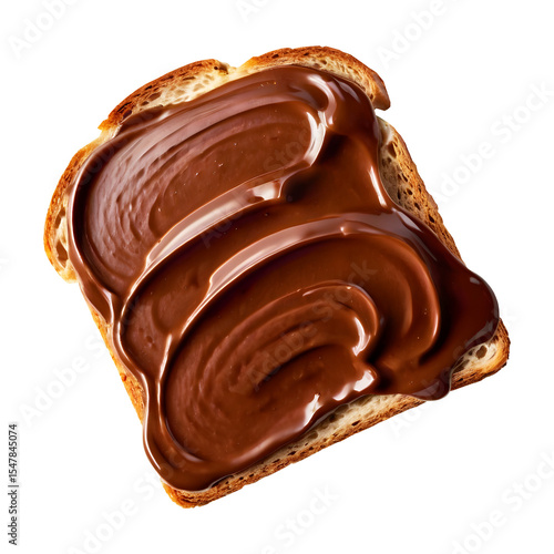 a toasted with chocolate spread on transparent background