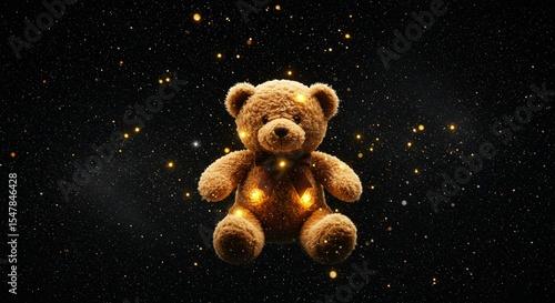 Glowing teddy bear dark background