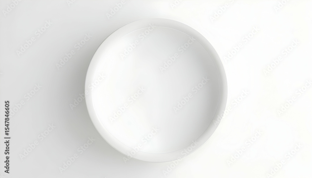 Empty White Bowl Angled Overhead on Plain Background Empty White Bowl Angled Overhead on Plain Background