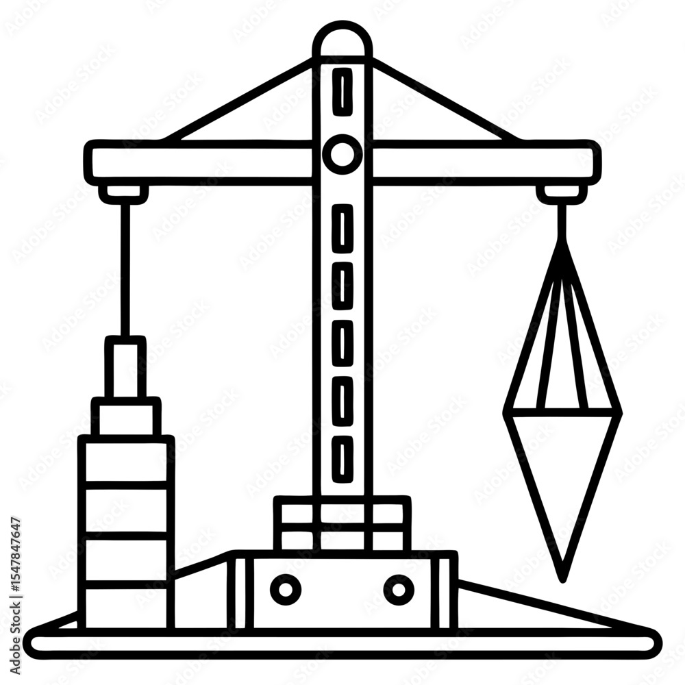 Borewell Drilling Machine line art vector Borewell Drilling Machine line art vector