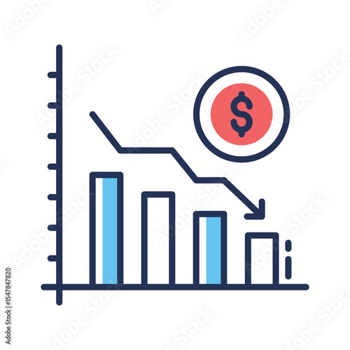 A premium outline icon of economic recession trend