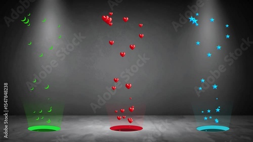 Heart Moon And Stars Come Out Of Light Holes