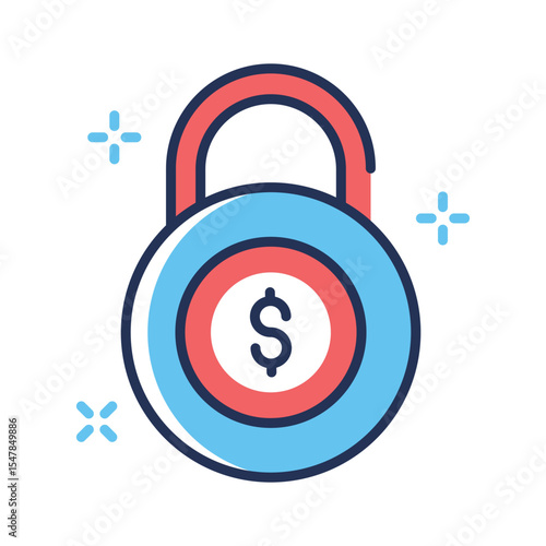 Well designed linear icon of financial security system