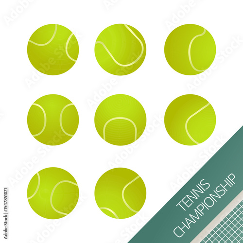Tennis balls. Vector realistic illustration. Wimbledon tournament, international tennis tournament, sports events and tournaments.
