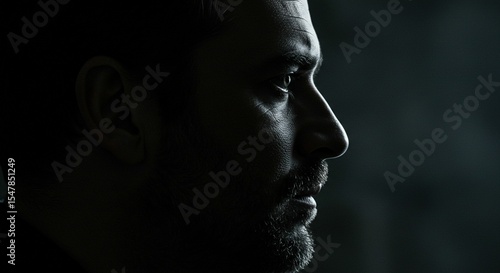Profile view man face portrait