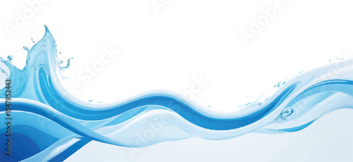 Clean and Simple Blue and White water ocean Flowing Curve Background Template with a Minimalist Design, Ideal for Flyers, Brochures, and Web Banners

