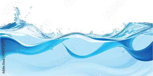 Dynamic Light Blue and White water ocean Abstract Wave Background with a Fluid Gradient Curve and Ample Space for Text, Great for Digital and Print Media
