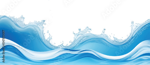 Dynamic Light Blue and White water ocean Abstract Wave Background with a Fluid Gradient Curve and Ample Space for Text, Great for Digital and Print Media
