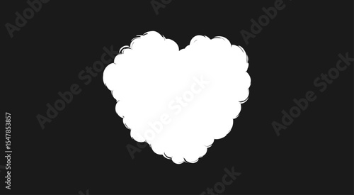 Fotografie A white fluffy heart shape cloud on a black background