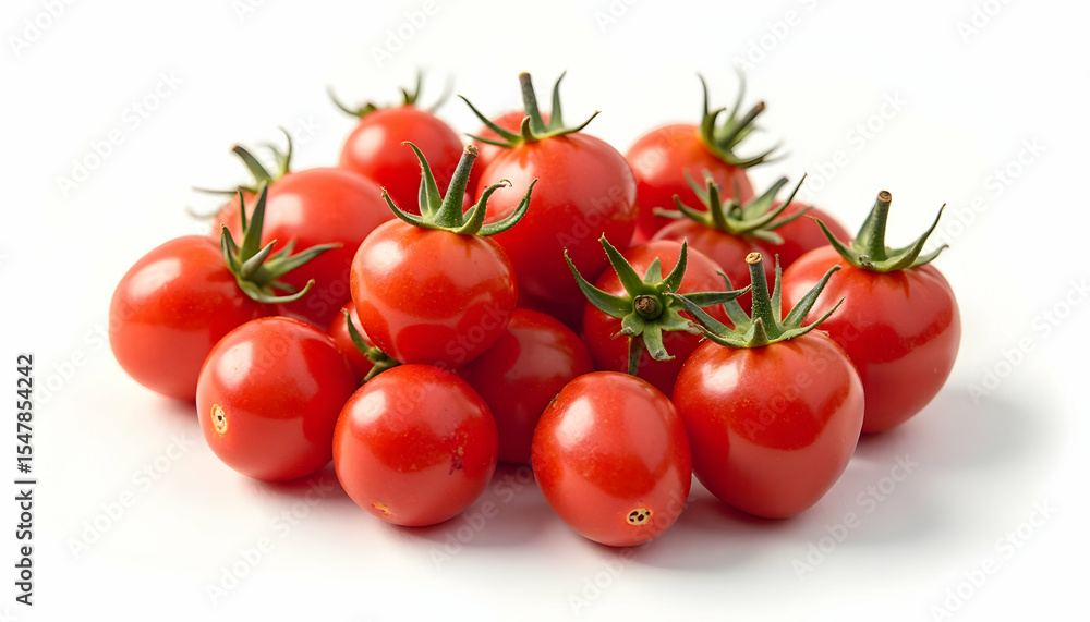 Pile of Fresh Red Cherry Tomatoes on White Background Pile of Fresh Red Cherry Tomatoes on White Background
